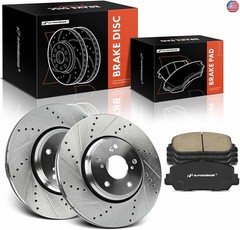 A-Premium 12.28 inch (312mm) Front Drilled and Slotted Disc Brake Rotors +