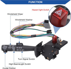 Multi-Function Combination Switch with Turn Signal, Wiper, Hazard, Cruise Contro