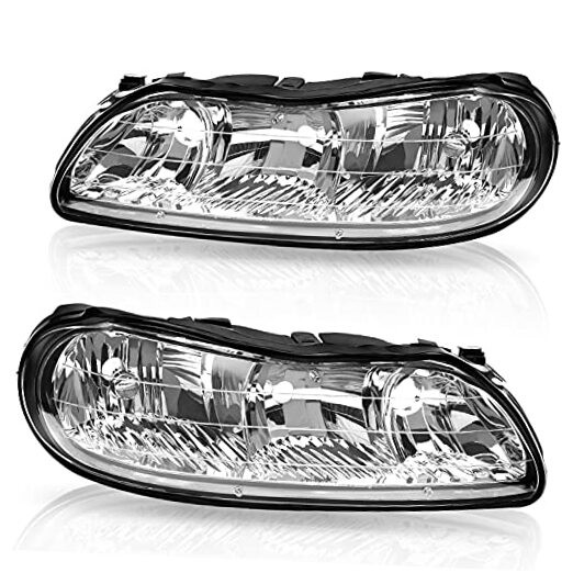 Headlights Assembly Compatible with Chevy Chrome Housing Fit 1997-2003 Malibu