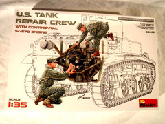 1/35 Miniart WWII US Tank Repair Crew w/ Equipment 2 Tankers #35461 W 570 Engine