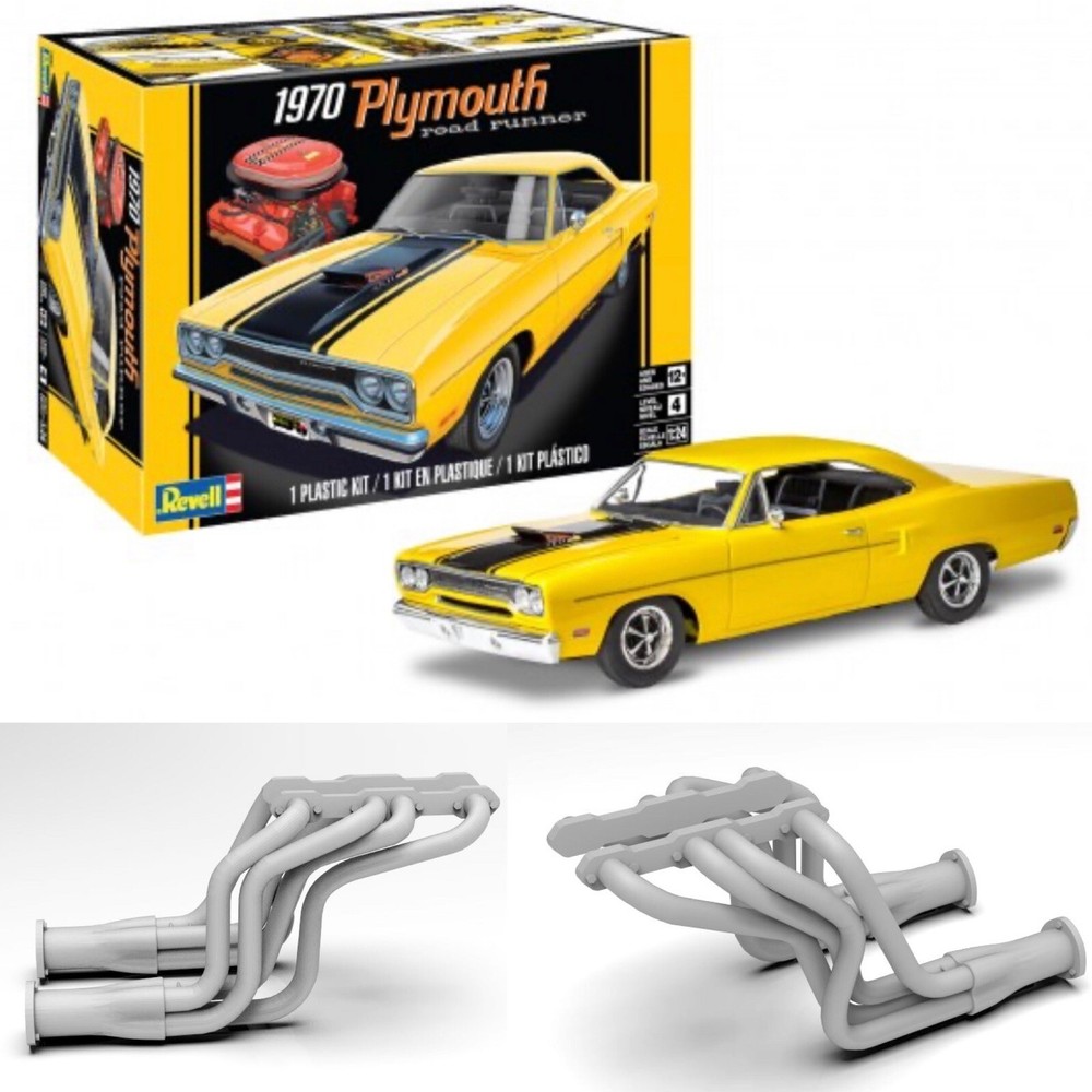 1:25 440 Mopar Headers, 3D Printed. Unpainted. Model Cars Not Included