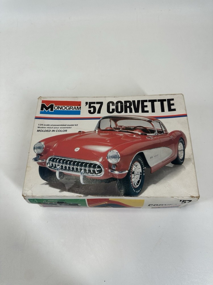 Monogram 1957 Corvette 1/25 Scale Model Kit 2227 Stock or Custom Vtg Car 1977