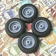 Resin 15-Inch “Steelie” Wheels, W/ Wide Whitewalls,1/24 1/25 Scale