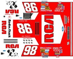#98 John Andretti RCA TBIRD / Fusion 1/24th – 1/25th Scale Decals