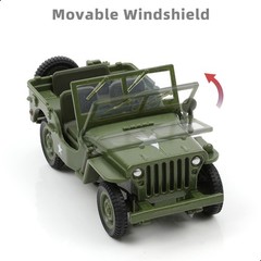 1/43 Scale Willys MB WWII Military Jeep Die-Cast Model – Alloy Metal Off-Road Ve