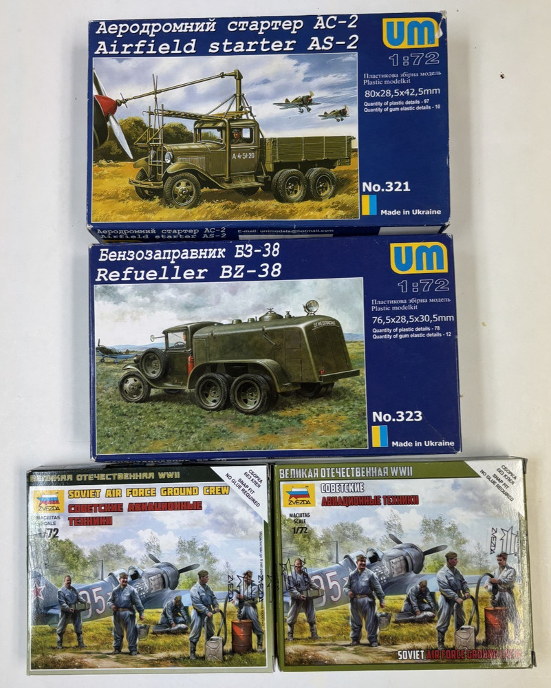 1/72 Soviet Airfield Fuel & Starter Trucks & Ground Crew X 2 (4 kits)
