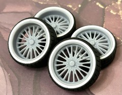 Resin 22 In. “Amer. Racing Corsair” Wheels, W/One In. Whitewalls,1/24 1/25 Scale