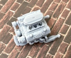 Resin “Big Block Yenko” engine W/Dual Carbs for scale model cars, 1/24 1/25
