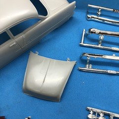 55 Chevy Bel Air Hard BODY W GLASS Slot Car? Grey Plastic 1:25 LBR Model Parts