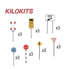 KILOKITS 1/35 3 sets 21pcs Plastic Road Traffic Signs Undecorated Model Kits