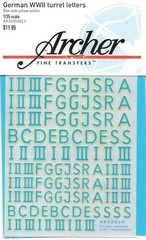 Archer German WW II Turret Letters Blue Yellow Transfer Decals AR35059BLY