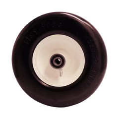 9X3.50-4 Flat Free Tire 1/2 and 5/8 Bearings, 3.5″- 5″ Center Hub, Set of 2