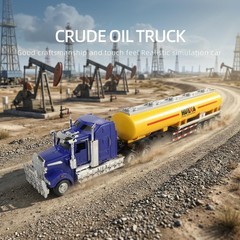 1/50 Scale Long-Nose Tanker Semi Truck with Fuel Tank Trailer Die-Cast Alloy Mod
