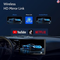 9 inch Wireless Double Din Car Stereo,with Apple CarPlay and Android Auto Radio