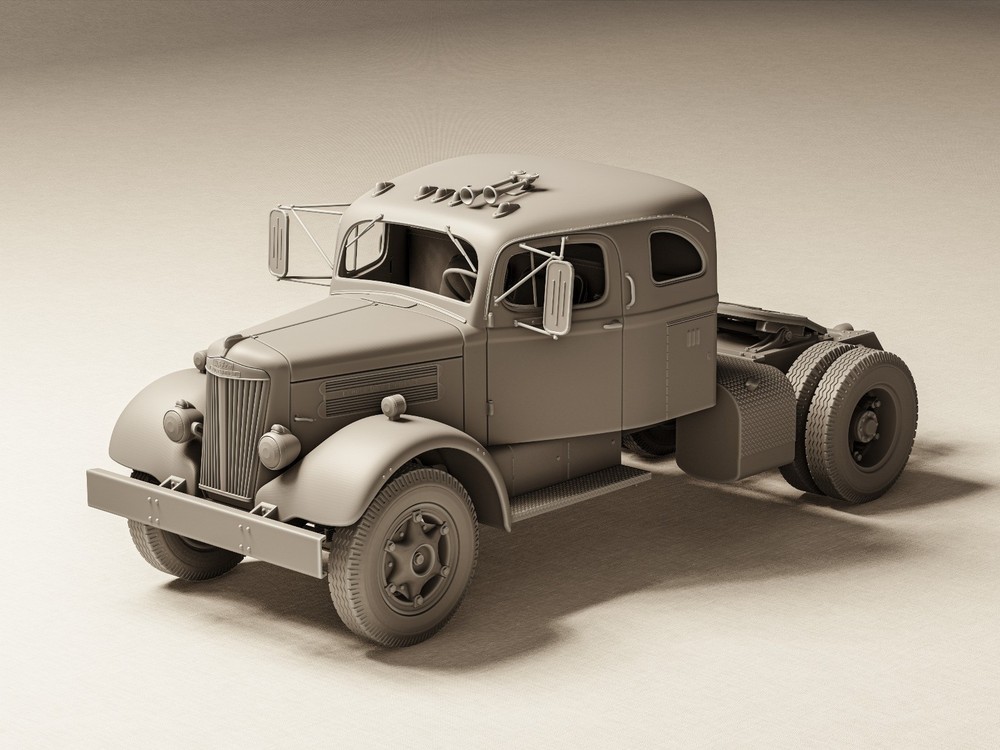 1/25 White WB-Series Sleeper Cab Full Resin Kit with Diesel Engine Included