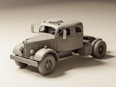 1/25 White WB-Series Sleeper Cab Full Resin Kit with Diesel Engine Included