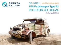 QD+35151 Quinta Studio 1:35 Kubelwagen Type 82 Interior 3D Decal for Meng VS-016