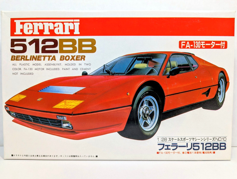 NITTO KAGAKU Ferrari 512BB Berlinetta Boxer (OPEN BOX) 1/28 Model Car Kit No. 10