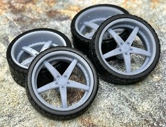 1/24 Scale: 24-Inch “Lexani CF-Indy” Wheels And Tires; Resin;1/25