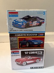 🏁 Lot 3 Monogram Corvette Model Kits 57 Convertible Thunderbird 1:24