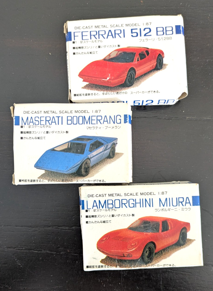 Masudaya Die-Cast Metal 1:87 Scale Model Kits, Lot of 3, in Boxes, Unassembled