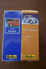 2-Heller 1/43 Scale French 2 CV Citroen and 4V Renault Plastic Model Kits