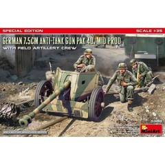 Miniart #53010 1/35 German 7.5cm Anti-Tank Gun PaK 40. Mid Prod w/Artillery Crew
