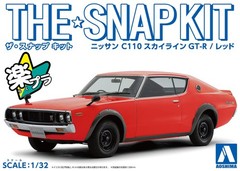 AOSHIMA 1/32 The Snap Kit Series Nissan C110 Skyline GT-R Red Color Coded Plasti