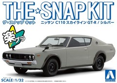 AOSHIMA 1/32 The Snap Kit Series Nissan C110 Skyline GT-R Silver Color-coded Pla