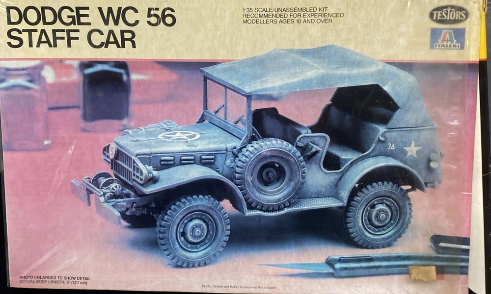 Italeri Testors 1/35 Dodge WC 56 Staff Car #819 Open Box Sealed Parts