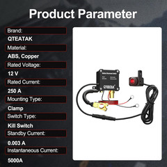 12V 250A Battery Disconnect Switch Kill Switch, Prevent Battery Drain for Car Tr