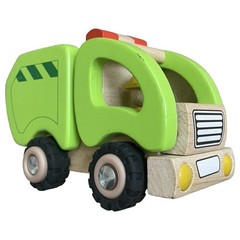 Goki Green Garbage Truck 55964 Wooden Toy Germany Rubber Wheels Toy Truck