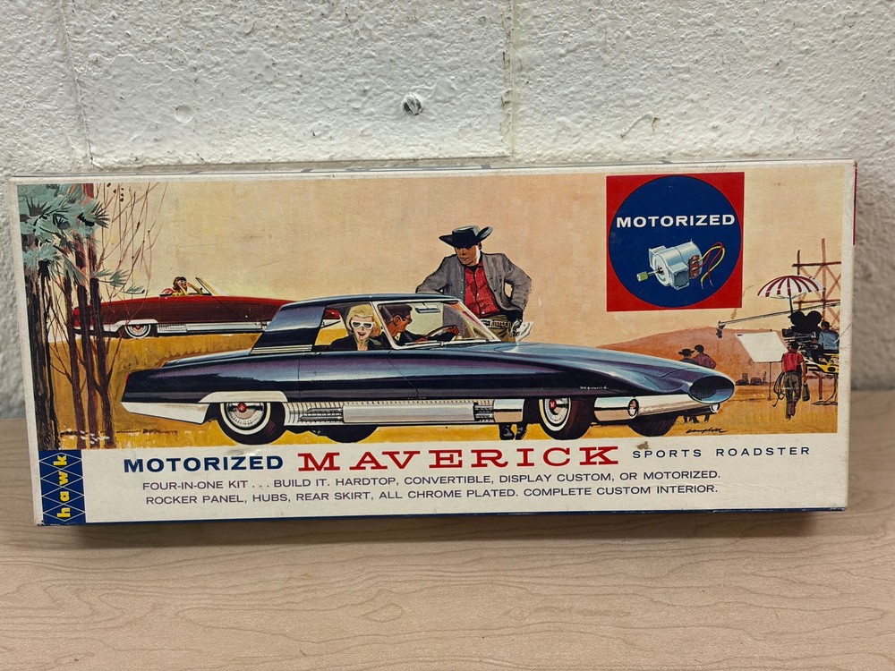 Motorized Maverick Sports Roadster 1964 Model Kit HAWK Partially Built Complete