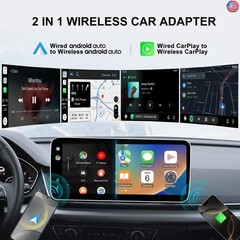 Wireless CarPlay & Android Auto Adapter ? 2-in-1 Plug & Play Solution,