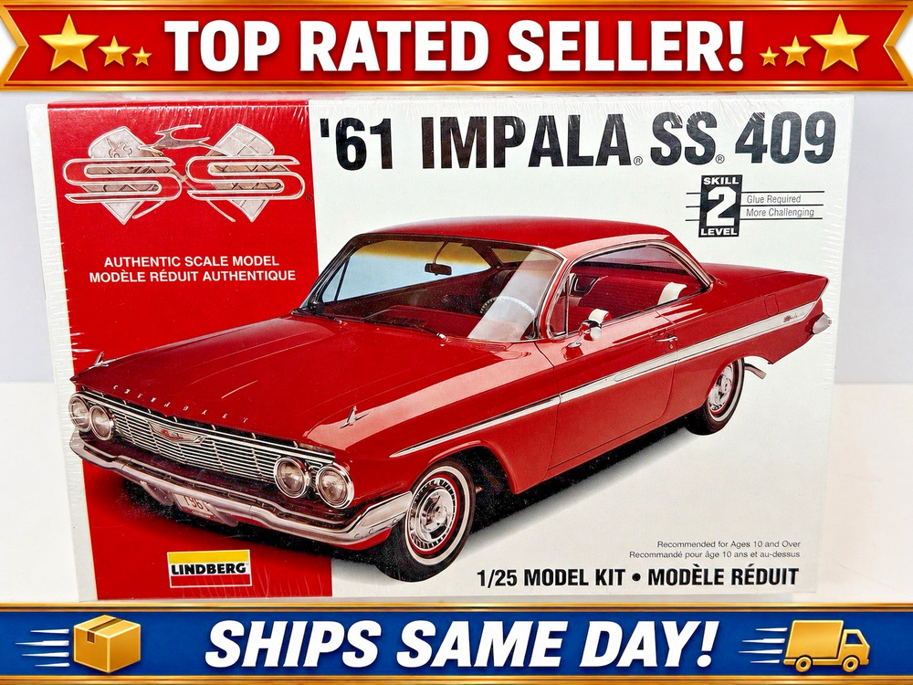 Lindberg ’61 Impala SS 409 1:25 Scale Model Kit New In Sealed Box-FAST SHIPPING!