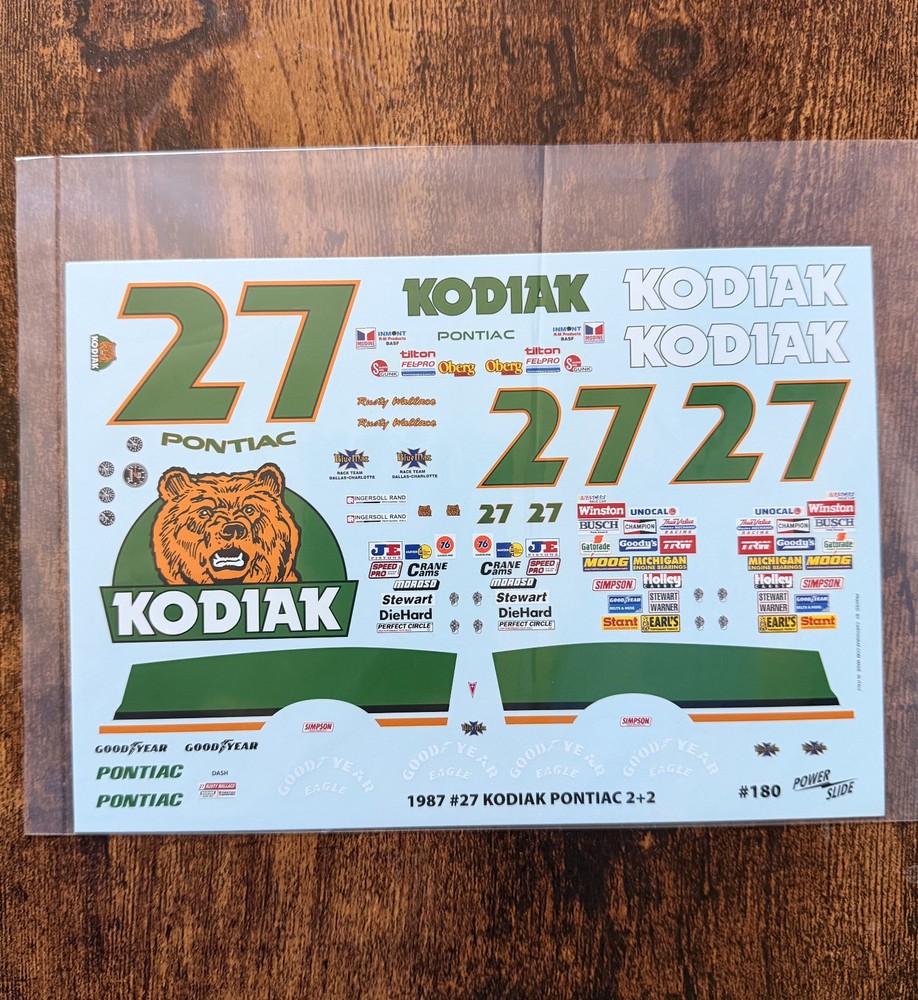 1/24 POWERSLIDE 1987 #27 RUSTY WALLACE KODIAK PONTIAC 2+2 NASCAR DECAL