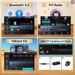 10.4″ Single Din Single Din Touchscreen Car Stereo Wireless Carplay&