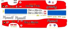 Sox & Martin Plymouth Barracuda NHRA Drag Decals 1/25th – 1/24th Scale Decals
