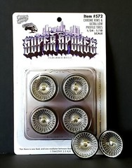 HOPPIN HYDROS 1/24-1/18 SUPER SPOKES SMOOTH 2 Prong Cap LOWRIDER Rim Tire Chrome