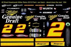 #2 Brad Keselowski Genuine Draft 2015 1/64th HO Scale Slot Car Waterslide Decals