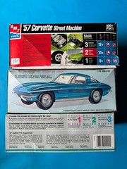 LOT OF 3 1957 CHEVY CORVETTE MODEL KITS 2 AMT ERTL 1/25 SCALE 1 MONOGRAM 63 TOO!