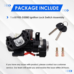81905-D3080 Ignition Lock Switch Assembly with 2 Keys, Ignition Lock Housing & C