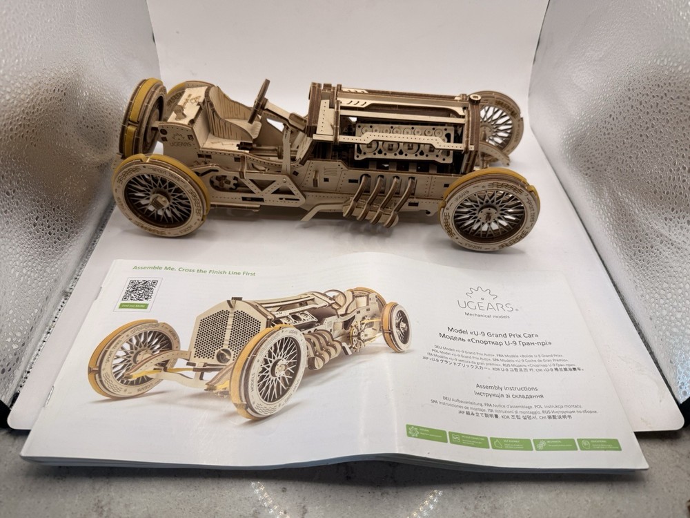 U-Gears U-9 Grand Prix Car Wooden Mechanical Model Assembled Crank/Trophy READ