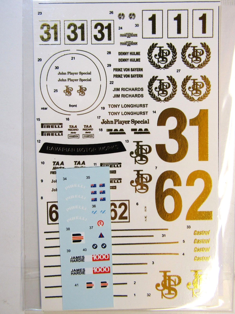 Decalpool 1/24 BMW 635CSi “JPS” ATCC 1985 (CHROME GOLD) Decal Sheet DP184