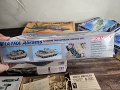 Box of vintage military vehicles models (Lot size 9) Planes Ships Car Tank