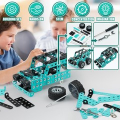 TANMGIN Erector Sets for Boys Age 8-12, Metal Model Car Kits 5.7 inches, Blue