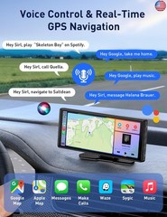 Wireless Apple Carplay Screen for Car, 10.26″ HD Touchscreen Portable Android