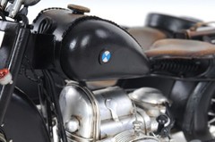 BMW R75 Military 1930s Motorcycle w/ Sidecar Metal Model 11″ Automotive Decor