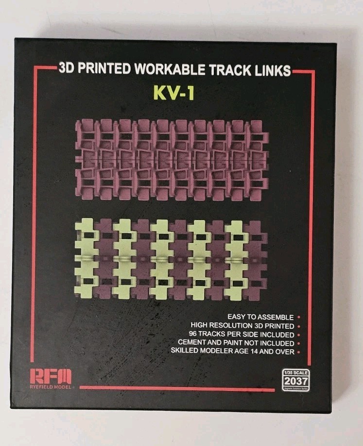 Rye Field Models #2037 KV-1 3D Printed Workable Track Link Set – 1:35 Scale NIB
