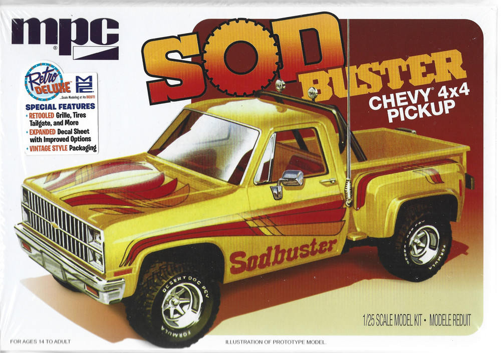 ‘Retro Deluxe’ Issue MPC ‘SOD BUSTER’ Chevy 4X4 Pickup Truck 1/25 972 (104) ST